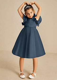 Azazie Kaeya Flower Girl Dresses Neptune A-Line Bow Tulle Dress image3