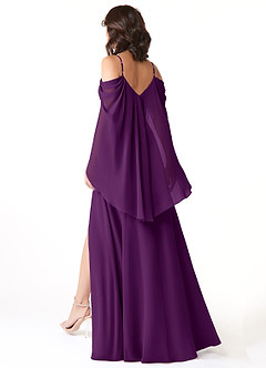 Azazie Cienna Robes de demoiselle d'honneur Robe Trapèze en Mousseline de soie Épaule décolletée Grain De Raisin image5