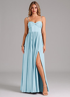 Azazie Tyla Bridesmaid Dresses Sky Blue A-Line Sweetheart Neckline Stretch Satin Dress image1