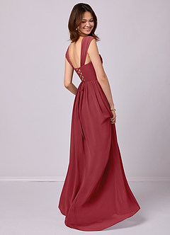 Barbie ♥ Azazie Bridesmaid Dresses Pomegranate A-Line Corset Chiffon Dress image4