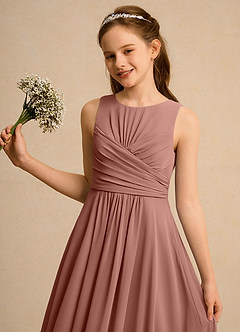 Azazie Ducky Girl Flower Girl Dresses Cedar Rose A-Line Pleated Chiffon Dress image3