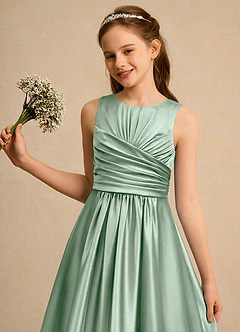 Azazie Ducky Girls Formal Flower Girl Klänningar Klä A-Line i Stretch Satin Plisserad image6