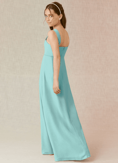 Azazie Denice Junior Aqua A-Line Chiffon Dress image2