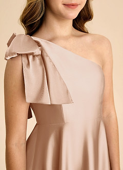 Azazie Penguin Junior Abito A-Line in Raso Elasticizzato Fiocco Rosa Inglese image7