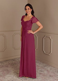 Azazie Gwenyth Kleider für die Brautmutter A-Linie Spitze Chiffon Kleid Maulbeerrot image7