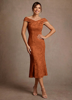 Azazie Keith Moeder van de bruid jurken Kolom Jurk van Bloemen Burn-out Geplooid Verbrande Sinaasappel image1