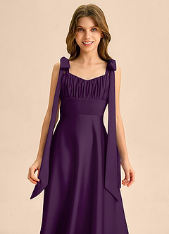 Azazie Halley Junior Klä av A-Line i Stretch Satin Rosett image6