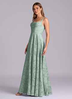 Azazie Shaude Brautjungfernkleider A-Linie Plissee Blumen-Burnout Kleid Agave image4