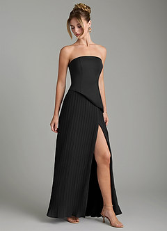 Azazie Tierney Bridesmaid Dresses Black A-Line Strapless Chiffon Convertible Dress image6
