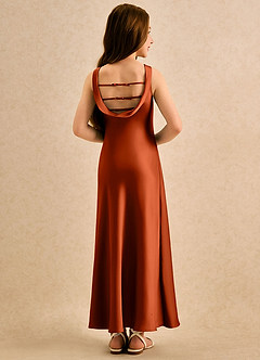 Azazie Raspberry Girls Formal Flower Girl Klänningar Klä A-Line i Stretch Satin Plisserad image2