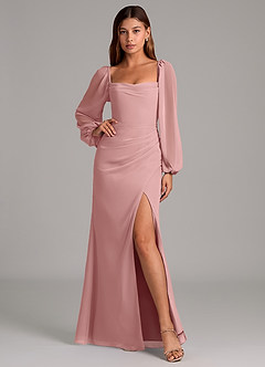 Azazie Brixley 신부 들러리 드레스 인어 긴팔 쉬폰 바닥 길이 드레스 image6