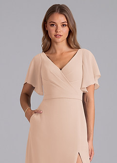 Azazie Ambrosia Brautjungfernkleider A-Linie Plissee Chiffon Kleid Englisches Rosa image2