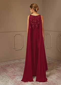 Azazie Joules Mother of the Bride Dresses Burgundy A-Line Sequins Chiffon Dress image2
