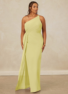 Christian Siriano Bridal for Azazie 1003 Robes de demoiselle d'honneur Robe Fourreau en Mousseline de soie Ue épaule Sorbet Citron image10