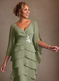 Azazie Arabinda Mother of the Bride Dresses Pistachio Sheath Ruched Chiffon Dress image5