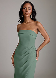 Azazie Aretha Bridesmaid Dresses Eucalyptus A-Line Strapless Chiffon Dress image7