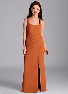 Azazie Mero Junior Cinnamon Mermaid Pleated Chiffon Dress image6