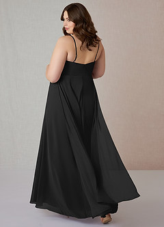 Azazie Emerald Bridesmaid Dresses Black A-Line Ruffled Chiffon Dress image8