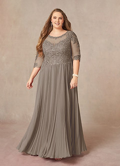 Azazie Corinne Mother of the Bride Dresses Taupe A-Line Sequins Chiffon Dress image8