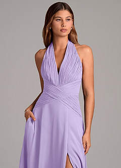 Azazie Elizabeth Brautjungfernkleider A-Linie Plissee Chiffon Kleid Flieder image6