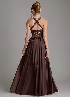 Azazie Francis Bridesmaid Dresses Ganache A-Line Corset Stretch Satin Dress image2