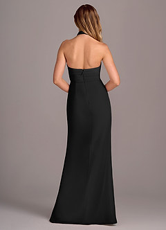 Azazie Jemma Bridesmaid Dresses Black Sheath Pleated Chiffon Dress image2