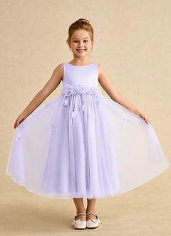 Azazie Lux Abiti da Ragazza di Fiori Abito A-Line in Tulle Perline Lilla image4