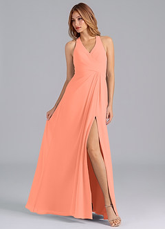 Azazie Dorota Bridesmaid Dresses Sunset A-Line Pleated Chiffon Dress image4