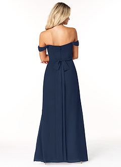 Azazie Joretta Final Sale Dark Navy A-Line Off the Shoulder Chiffon Convertible Dress image2