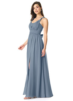 Azazie Olani Jurken voor bruidsmeisjes Converteerbaar Jurk van Chiffon met A-Lijn Off the Shoulder Schemering image4