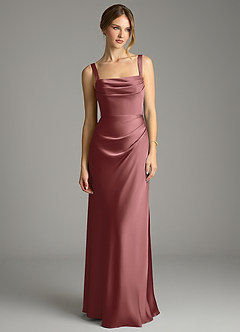 Azazie Alouette Bridesmaid Dresses Amethyst Mermaid Pleated Stretch Satin Dress image3