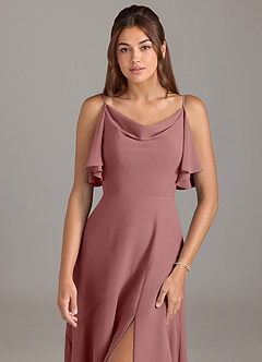 Azazie Darcia Bridesmaid Dresses Desert Rose A-Line Side Slit Chiffon Dress image6