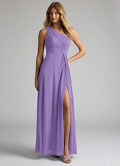 Azazie Brooke Bridesmaid Dresses Tahiti A-Line One Shoulder Mesh Dress image3