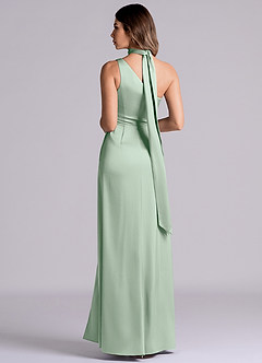 Azazie Philana Bridesmaid Dresses Agave A-Line One Shoulder Stretch Satin Dress image7