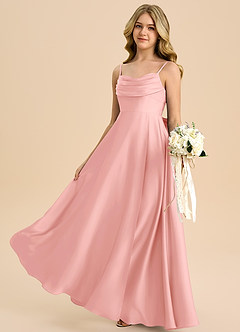 Azazie Bear Junior Powder Pink A-Line Sweetheart Neckline Stretch Satin Dress image5