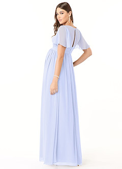 Azazie Verna Maternity Bridesmaid Dresses A-Line V-Neck Ruched Chiffon Floor-Length Dress image4