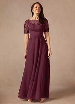 Azazie Raissa Kleider für die Brautmutter A-Linie Spitze Chiffon Kleid Cabernetrot image5