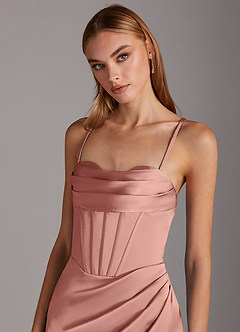 Azazie Brookelle Bridesmaid Dresses Rosette Sheath Sweetheart Corset Stretch Satin Dress image7