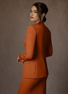 front Kennedy Laranja Queimada Conjunto de paletó estruturado e tecido elástico