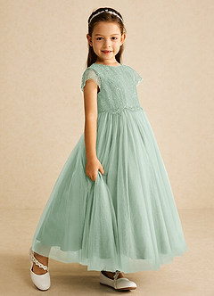 Azazie Bumblebee Flower Girl Dresses Agave A-Line Lace Tulle Dress image2
