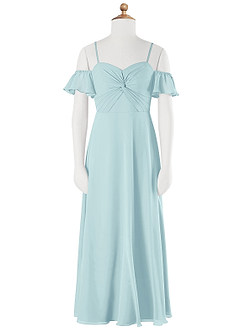 Azazie Juna Junior Robe Trapèze en Mousseline de soie Épaule décolletée Verre De Mer image6