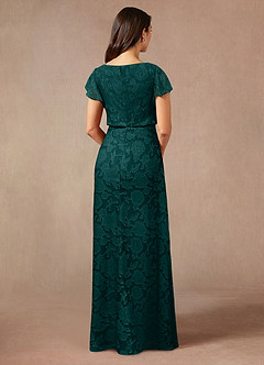 Azazie Lehi Mother of the Bride Dresses Pine A-Line Boatneck Floral Burnout Dress image2
