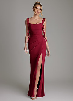 Azazie Jessamine Bridesmaid Dresses Burgundy Mermaid Corset Chiffon Dress image1