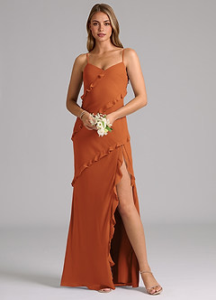 Azazie Nancie Bridesmaid Dresses Cinnamon Mermaid Ruched Chiffon Dress image8