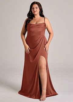 Azazie Johana Bridesmaid Dresses Auburn Mermaid Off the Shoulder Stretch Satin Convertible Dress image13