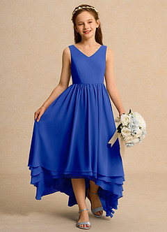 Azazie Kitten Junior Formal Flower Girl Dresses Royal Blue A-Line Chiffon Dress image4