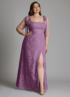 Azazie Debra Bridesmaid Dresses Wisteria A-Line with Pockets Floral Burnout Dress image7