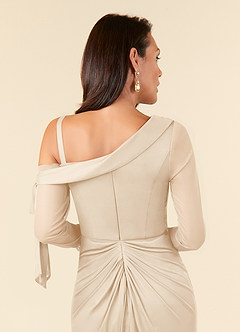 Azazie Marna Mother of the Bride Dresses Champagne Sheath One Shoulder Mesh Dress image9