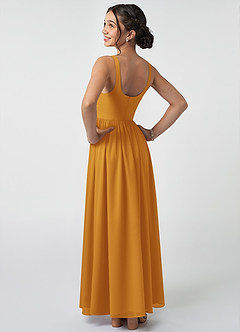 Azazie Keyla Junior Butterscotch A-Line Pleated Chiffon Dress image4