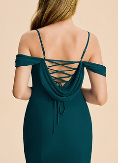 Azazie Nira Junior Pine Mermaid Ruched Chiffon Dress image7